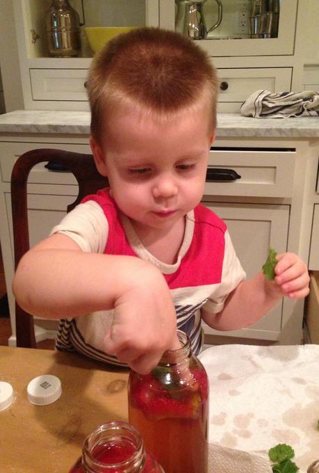 making kombucha…with a 2 year old