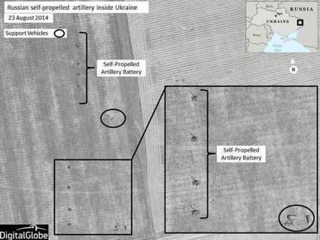 NATO satellite image of Russian artillery in Ukraine