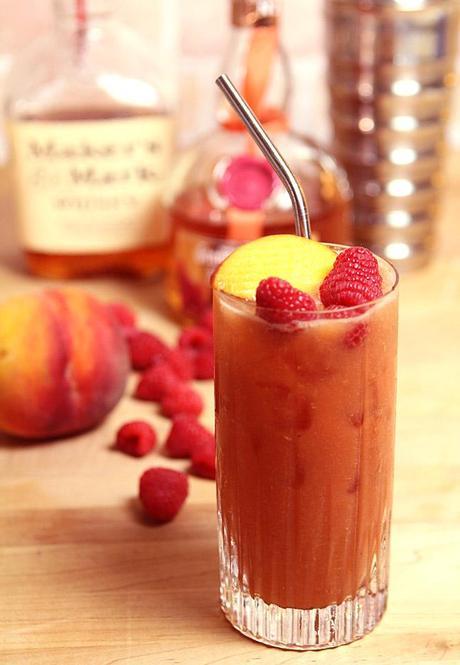 Peach Melba and Bourbon Cocktail