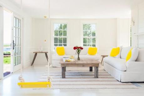 Yellow & White Living Room WIth Swing