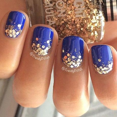 Blue and Gold Manicure