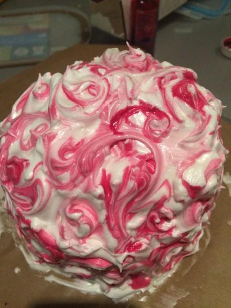 painted swirls on strawberries and cream baked alaska