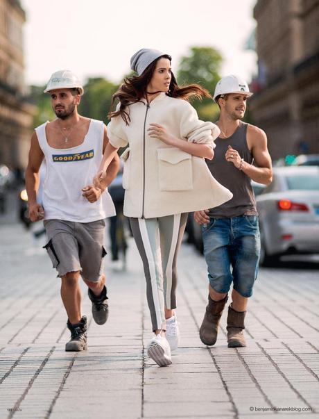Hanaa Ben Abdesslem wearing Brunello Cucinelli, H&M and Marc Jacobs and Adidas © Benjamin Kanarek 