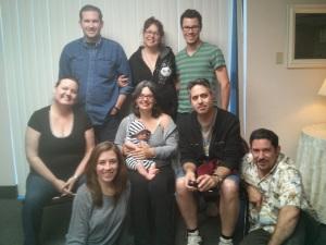 Steering Committee & Associate Producers of Directors Lab West 2014, at our last meeting before the 15th Anniversary Lab. Douglas Clayton, Janet Miller, Doug Oliphant, Che'Rae Adams, me and Lil' Pirate Dude, Richard Tatum, Diana Wyenn and Ernest Figueroa.