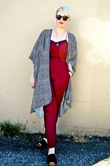 Look of the Day: Kimono & Sheinside Jumpsuit