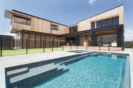 Byron Bay wood-clad house with pool.
