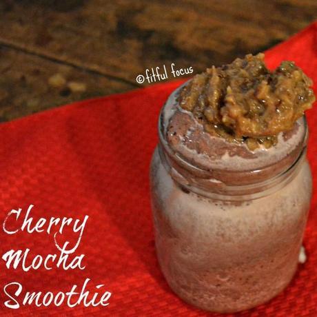 Cherry Mocha Smoothie with Caramel Sauce, vegan + gluten-free via Fitful Focus2