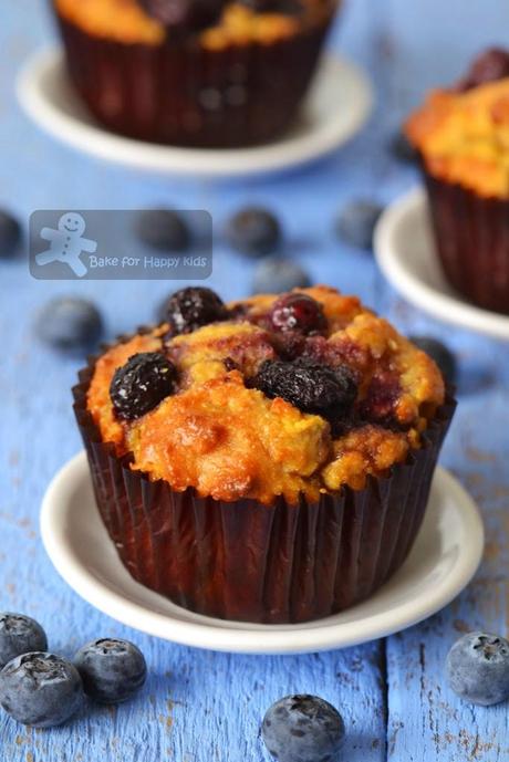 Stir-and-Bake flourless almond blueberry apple muffins low sugar low fat