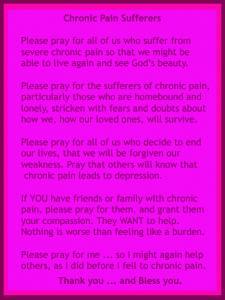chronic pain suffers prayer