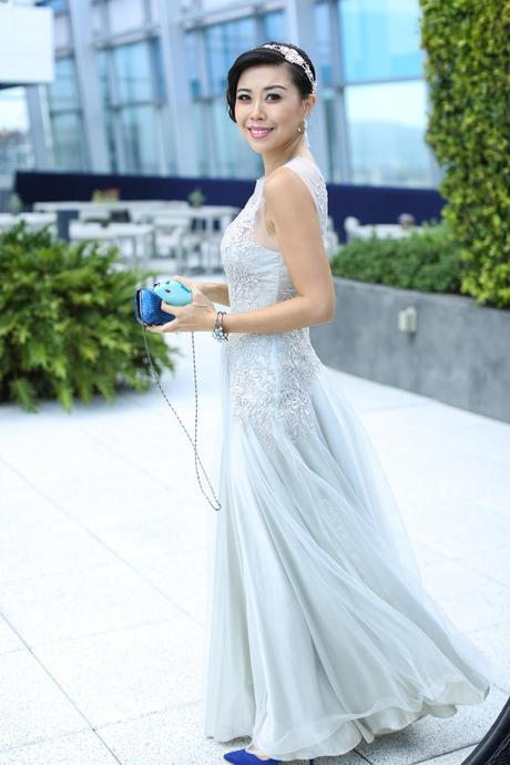 Doloris Petunia crystal headband Catherine Deane dress T.J. Maxx blue cobalt evening clutch