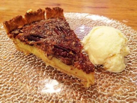 salted caramel pecan pie served warm with vanilla ice cream home recipe