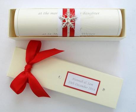 snowflake wedding invitation scroll