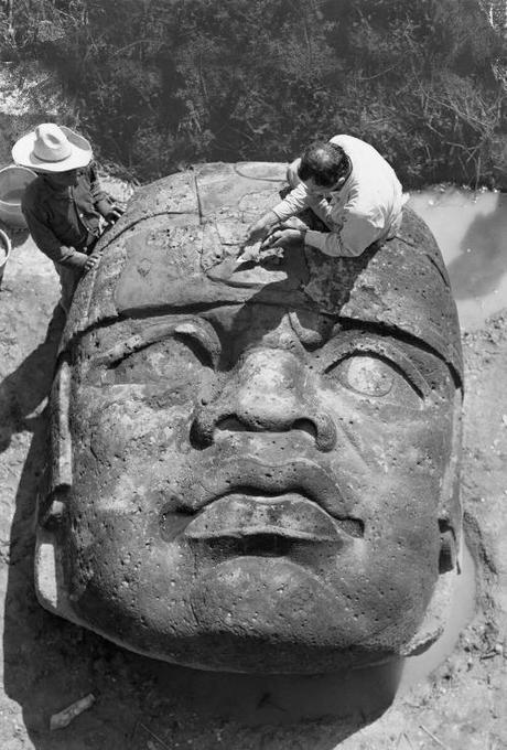 Olmec head, San Lorenzo, Mexico, circa 1946